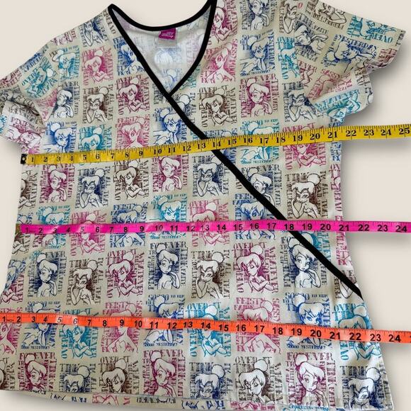 Disney Short Sleeve Medical Scrub Top Nurse Tinker Bell Women Size M Multicolor - Picture 9 of 11